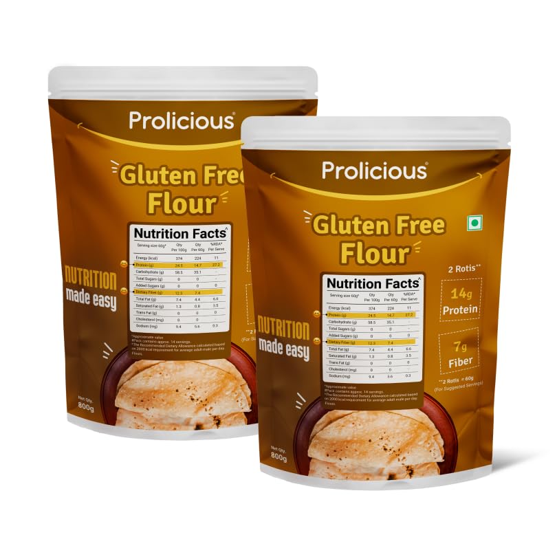 Image of Prolicious Gluten Free Flour|186g Protein & 93g Fibre Per pack | Vegan | Gluten Free |800 g- Pack of 2