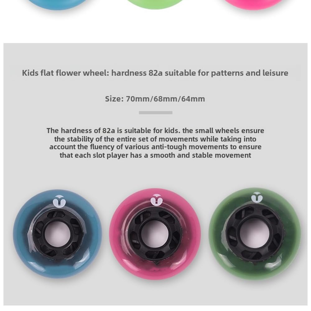 Confezione da 8 Ruote per Pattini in Linea da 64 mm 68 mm 70 mm 72 mm 76 mm E 80 mm Ruote di Ricambio per Pattini in Linea 82A-85A per Interni Ed Esterni con Cuscinetti ABEC-9 (Rosa 76 mm)