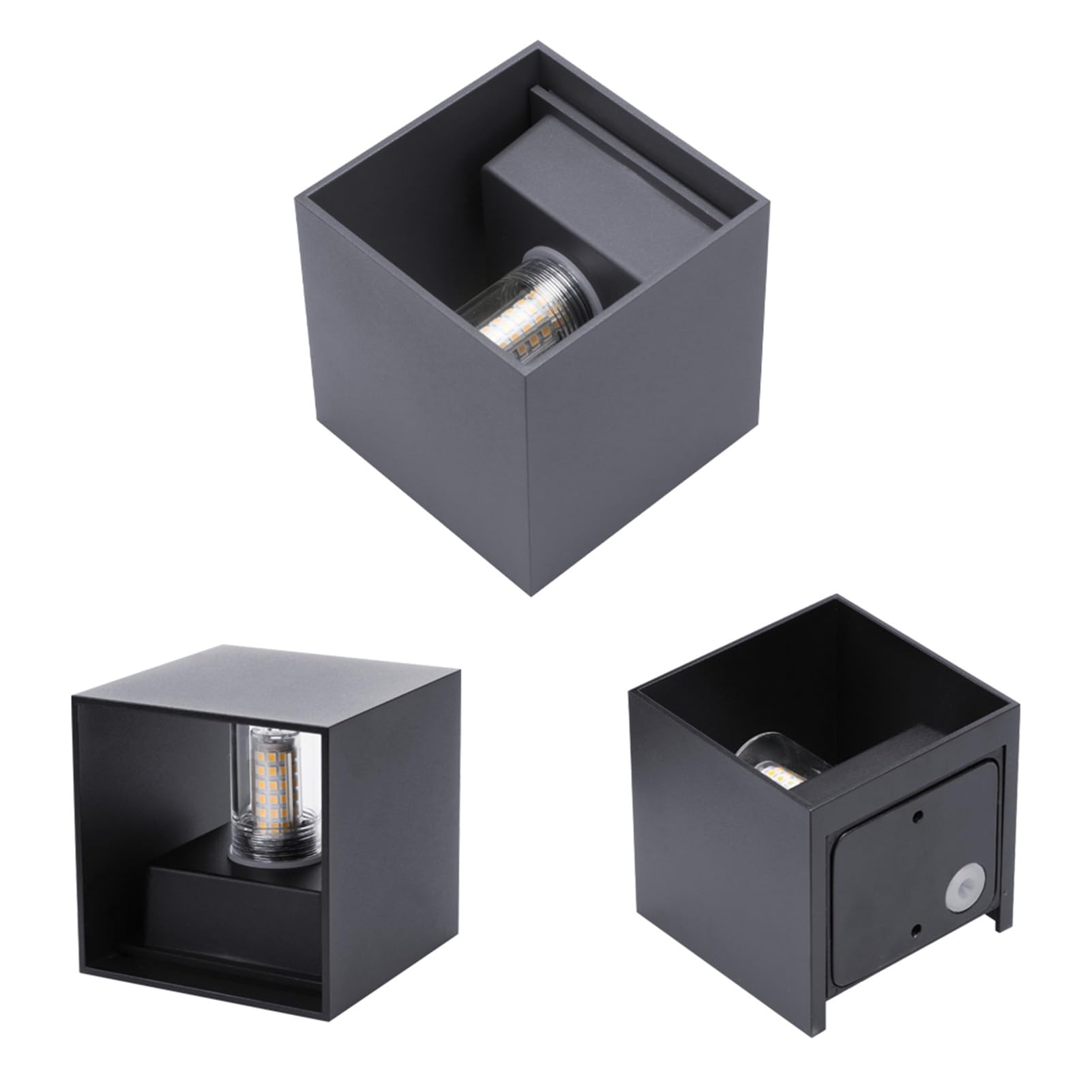 Klighten 4PCS Apliques De Pared Exterior/Interior Moderna, Blanco Cálido 3000K Lampara De Pared para Entrada, Balcones, Comedor, Gris oscuro (Incluye bombillas G9)