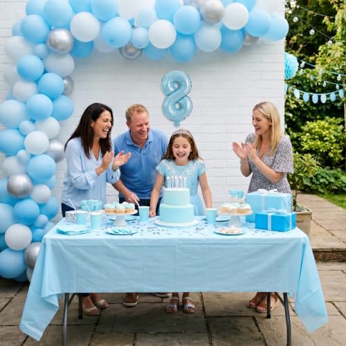 Image of TONIFUL 2 Set Light Blue Number Balloons 16 Inch 0-9 Mylar Foil Balloons 20 Pcs Small Custom Digital Ballons for Boys Birthday Baby Boy Shower Graduation Anniversary Ocean Party Decorations