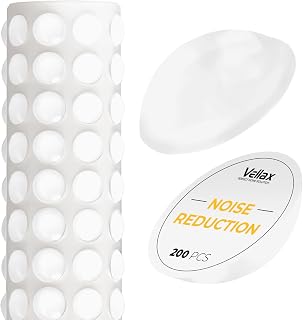 Vellax Cabinet Door Bumpers 200 Pcs - Clear Self Adhesive Pads, Cabinet Stoppers, Rubber Bumpers for Drawers, Cupboards, Cutting Boards, Glass Tops, Picture Frames, Kitchen Furniture (Hemispherical)