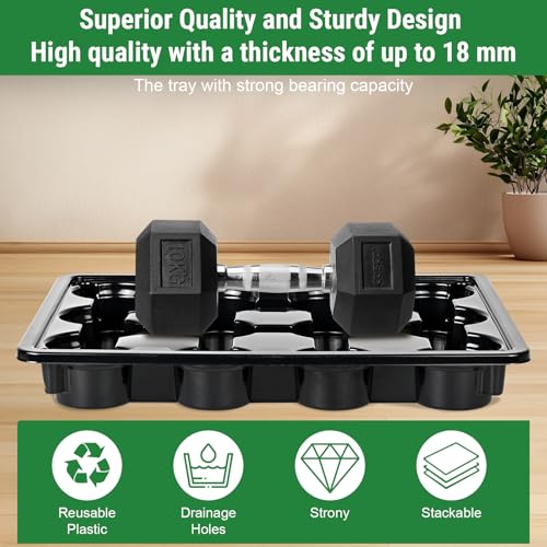 Sckee 12 Cell Round Nursery Pots Trays,Flower Pot Moving Tray, Nursery Pot Tray Plastic Planting Pot Carrying Trays for Moving Nursery Pot (17.2"×13.2"×2.5", 10PCS for 4'' Pots) by Sckee - Image 4