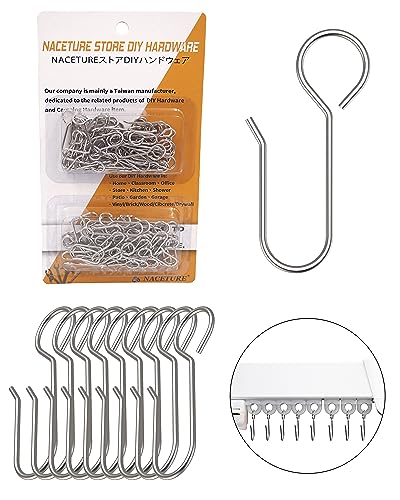 Metal Curtain Hooks for Drapes – 100 Pack Drapery Hooks Curtain Track Hooks Hanger S Hooks Stainless Steel Hardware Hooks Small Clips for Ceiling Curtains Track Indoor/Shower/Window
