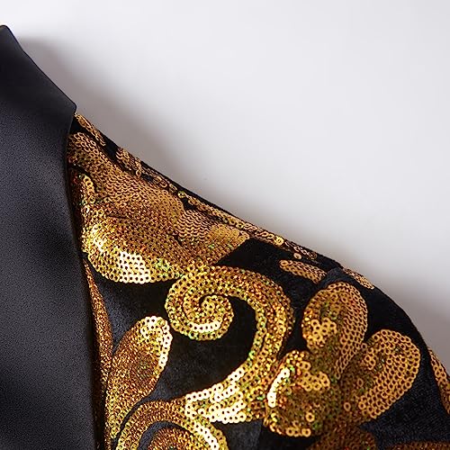 Men Black Sequin Shiny Prom Suit Jacket Slim Fit Sport Coats and Blazers4