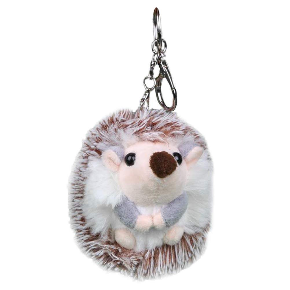 Amosfun Grey Hedgehog Keychain Plush Key Ring Adorable Hedgehog