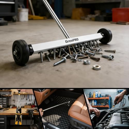 Image of GRENPRO 17 Inch Rolling Magnetic Sweeper with Pickup Tool