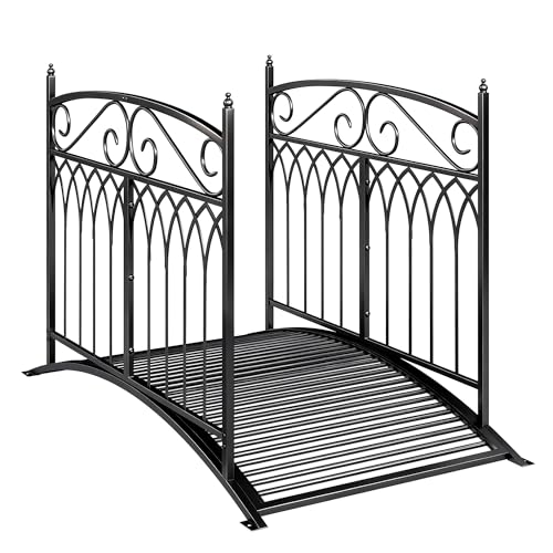 Outsunny Gartenbrücke aus Metall 135 5 cm Teichbrücke mit Sicherheitsgeländern Antik-Optik Rostbeständig Stabil Metallbrücke dekorative Zierbrücke Brücke für Bach Teich einfache Montage