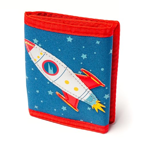 Stephen Joseph, Kids Wallet, Tri-Fold Bi-Fold Wallet for Boys & Girls with Zipper Coin Pocket, Durable Polyester Small Wallet for Kids, Cute Designs for School & Travel, Dark Blue Space