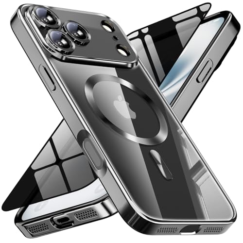 Image of Magnetic for iPhone 17 Pro Case with Privacy Screen Protector & Full Camera Cover,[Non-Yellowing] Shockproof Clear Phone Case Compatible with MagSafe Women Girls for iPhone 17 Pro