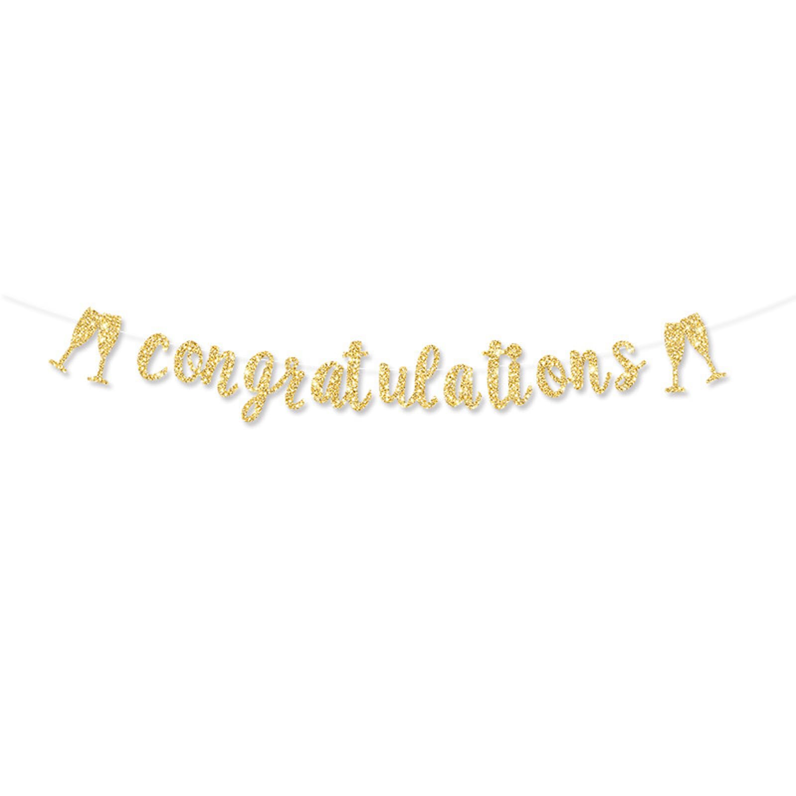 Elegant Gold Congratulations Banner with Champagne Toast Design - 2m Reusable Party Decor for Adult Celebrations, Graduation, Anniversary