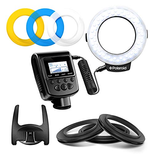 Polaroid 48 Macro LED Ring Flash & Light Includes 4 Diffusers