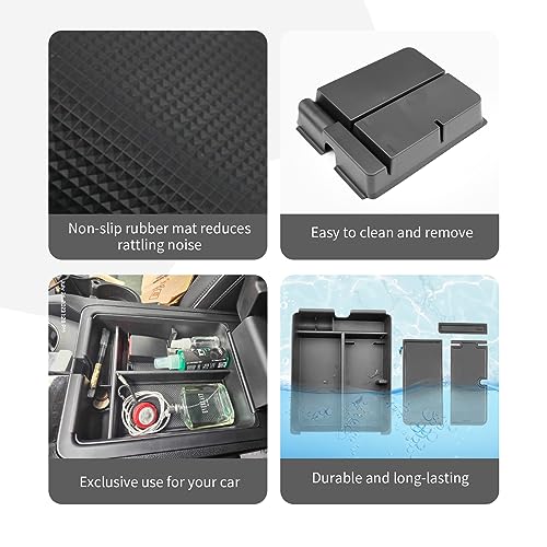 Image of CDEFG 2023 2024 2025 Pilot Center Console Organizer Tray for 2023-2025 Honda Pilot Touring Sport EX-L Elite TrailSport LX Middle Console Storage Box 2024 2025 Ridgeline / 2024-2026 Passport (Black)