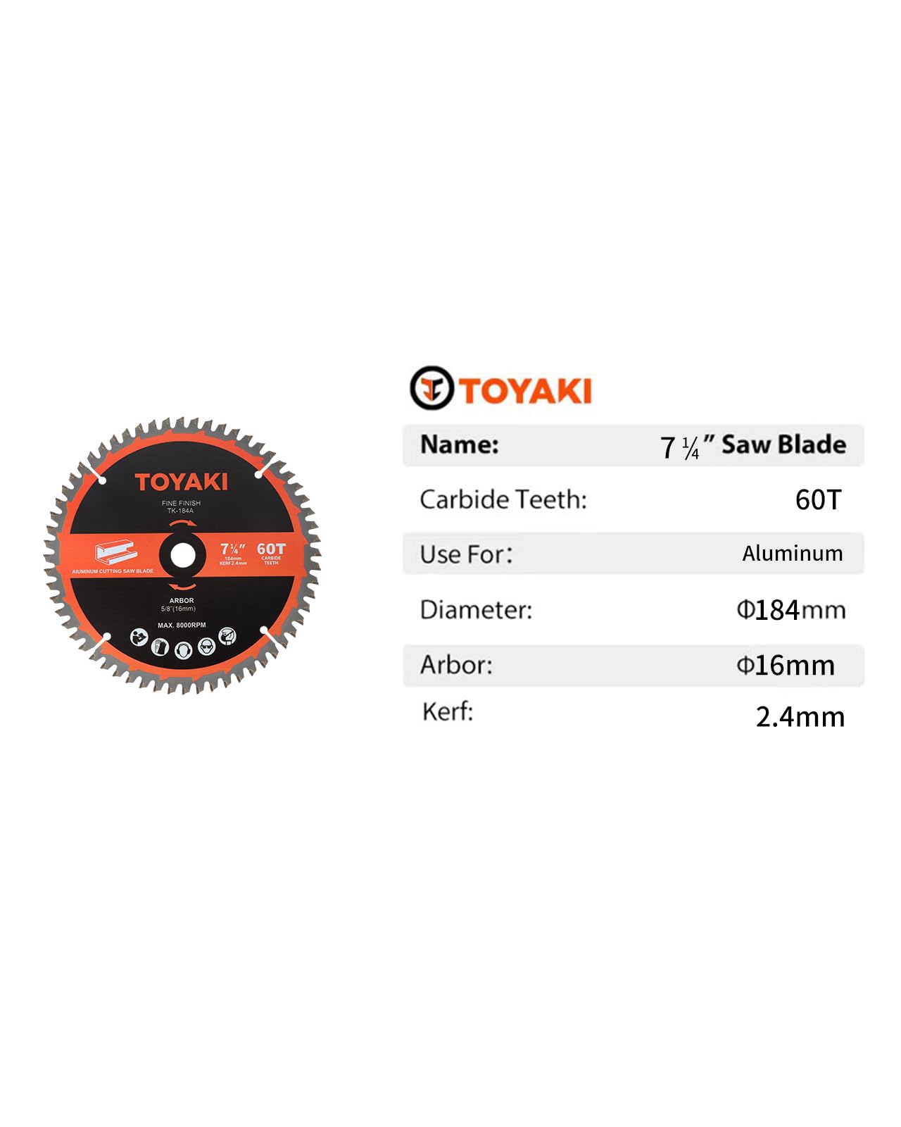 TOYAKI 7-1/4-Inch Circular Saw Blade, TCG Aluminum Working 60