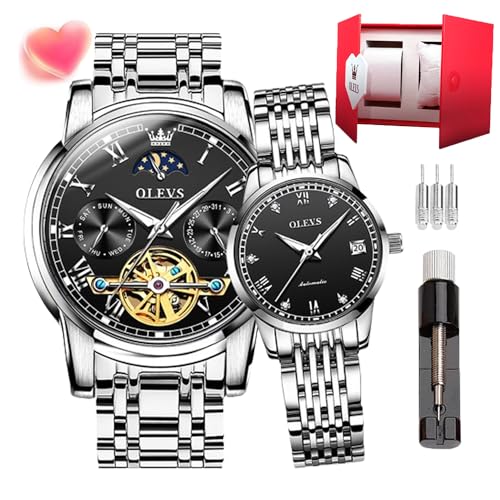 Montres pour couple OLEVS automatiques, le cadeau idéal en acier étanche