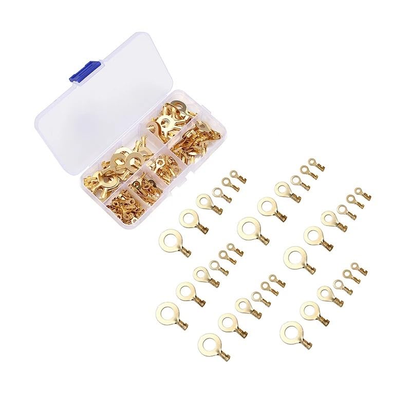 Kit assortito di 150 terminali a crimpare in rame M3/M4/M5/M6/M8/M10 con anello senza isolamento, per fai da te
