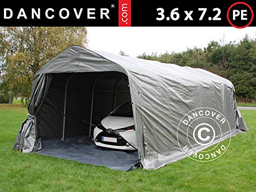 Portable garage Garage tent PRO 3.6x7.2x2.68 m PE with ground cover, Grey