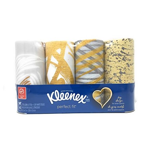 Kleenex Facial Tissues Perfect Fit Package of 4 Decorator Designs - Gold