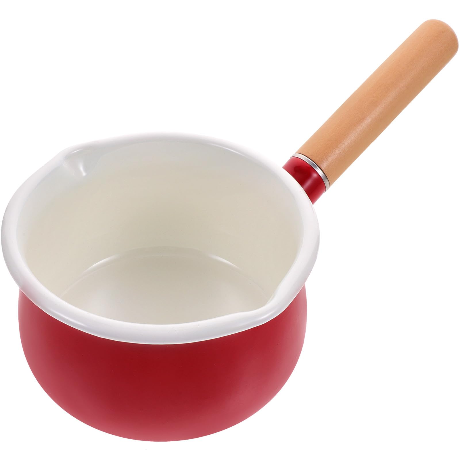 Pentola Smaltata per Latte Manico in Legno Resistente alla Ruggine e Antiscivolo, Casseruola Piccola per Zuppe e Regali la Casa