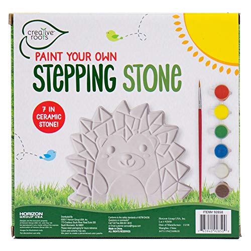 Image of Creative Roots Mosaic Hedgehog Stepping Stone, Includes 7-Inch Ceramic Stone & 6 Vibrant Paints, DIY Garden Stepping Stone Kit for Kids Ages 6+