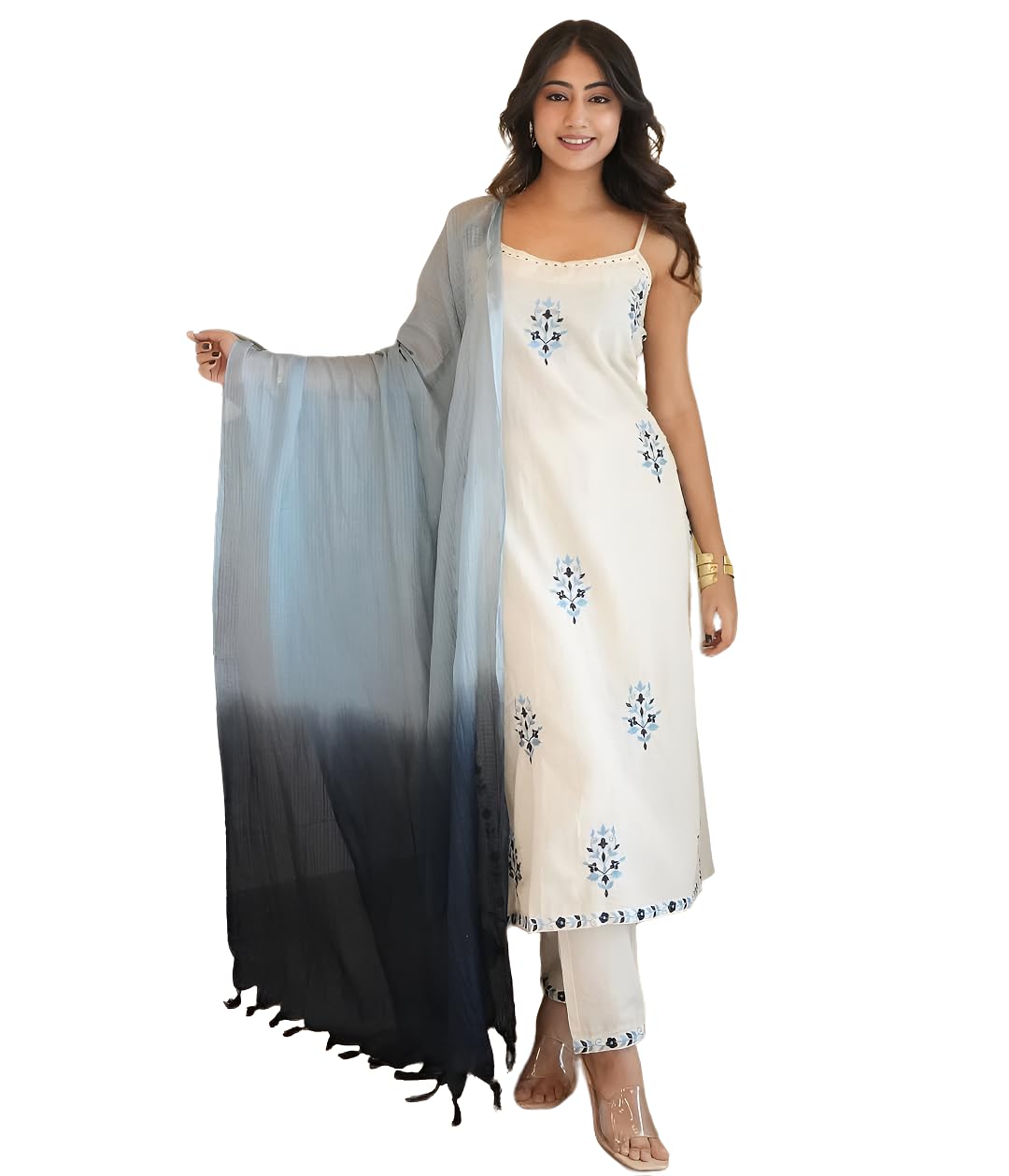 Kurta Set with Dupatta for Women | Ethnic Kurti Sets for Woman Sleeveless | Round Neck Embroidery Kurta Set for Woman | Ethnic Traditional Straight Kurti Set for Daily Office Outfit-image-34