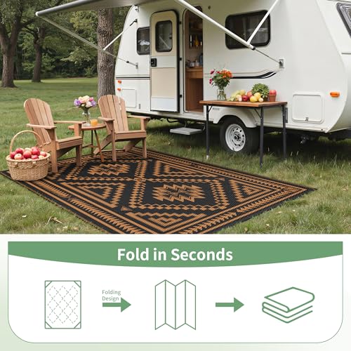 Image of GENIMO Fall Decor Outdoor Rug, Plastic Rugs for Patio, 6'x9' Onyx Orange