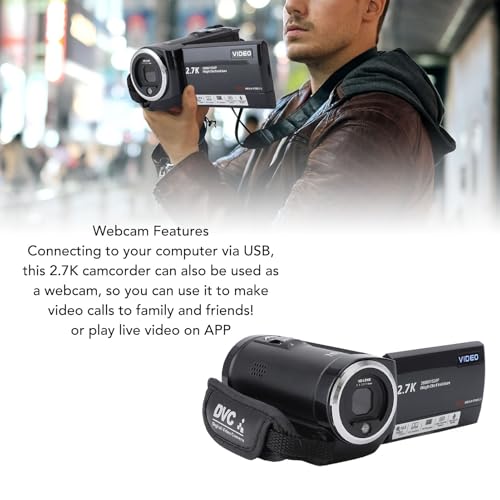 VBESTLIFE Videocamera Videocamera, Videocamera HD 2.7K 56MP 16X Videocamera Digitale per 2.8 pollici 270 ° Rotazione Schermo Videoregistratore Videocamera Vlogging