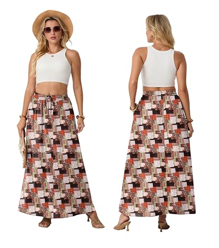 Lepunuo Women's Plus Size Pleated Maxi Skirt High Waisted Pockets — view 2