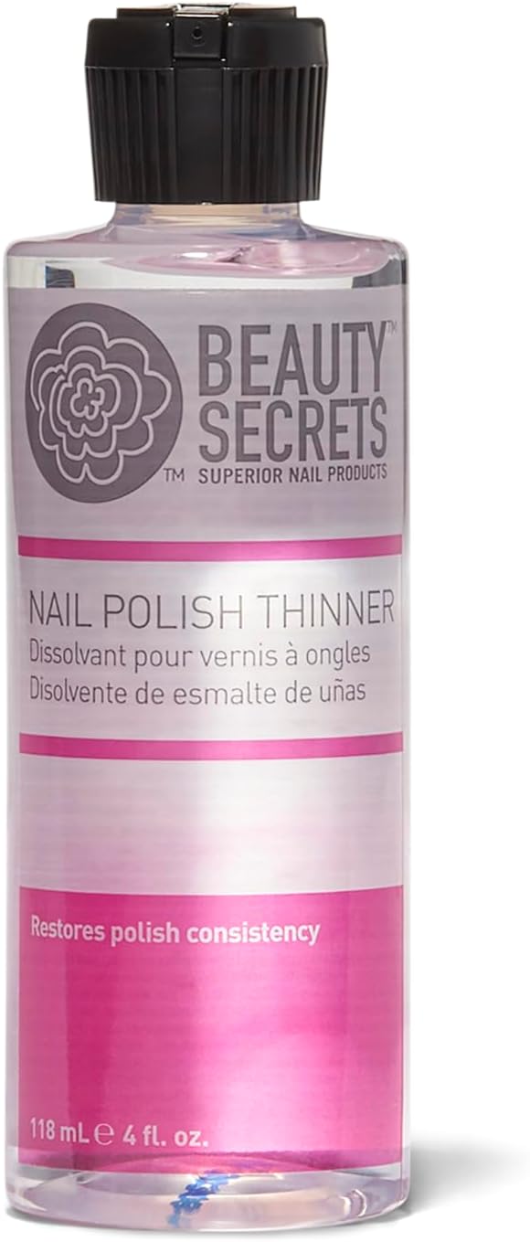 Beauty Secrets Nail Polish Thinner, 4 Fl Oz (Pack of 1), Thins Nail Polish for Even Flow