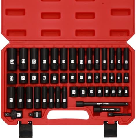 EMENTOL 1/4" Antrieb Steckschlüssel-Set, 23-teilig, Tief & Flach, SAE 5/32"–9/16", 12-Punkt, Mit Aufbewahrungskoffer