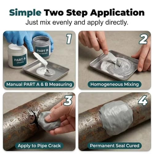 Image of Steel Reinforced Epoxy Putty, 2026 New Waterproof Heat-Resistant Epoxy Putty Repair Kit, Portable Multi Surface Repair Putty for Pipe and Railing Repair (1, White)