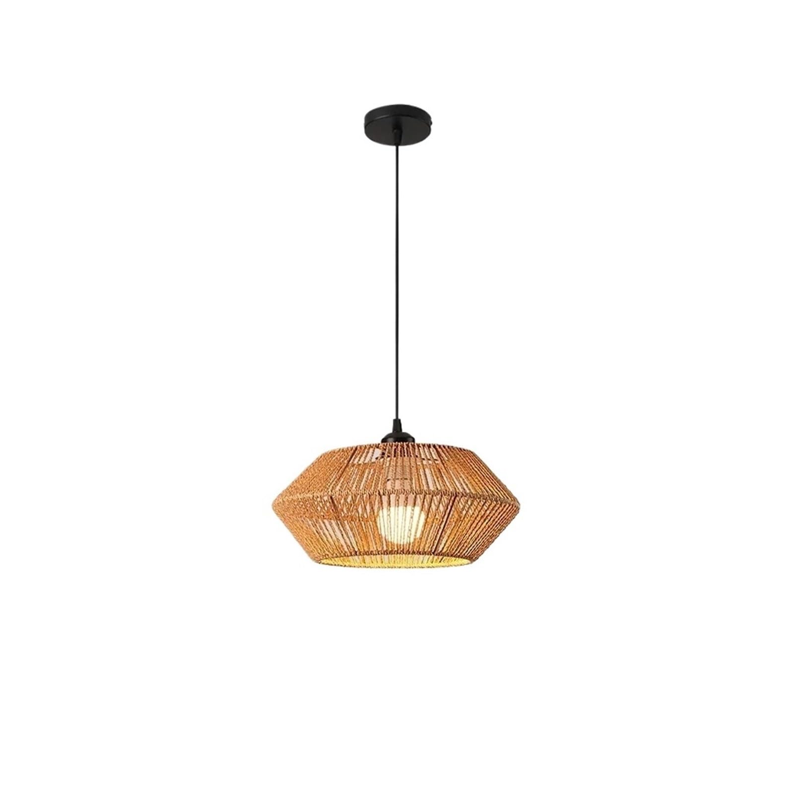 Rattan Lampshade E27 E26 Woven Chandelier Boho Chandelier with Handwoven Rattan Basket Lampshade Hanging Light Fixture Bedroom Kitchen Farmhouse(A5)