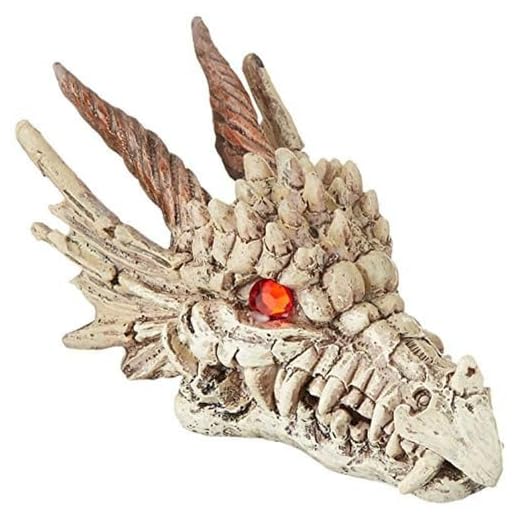 Penn-Plax Deco-Replicas Dragon Skull Gazer Aquarium Decoration – Safe for Freshwater and Saltwater Fish Tanks – Small