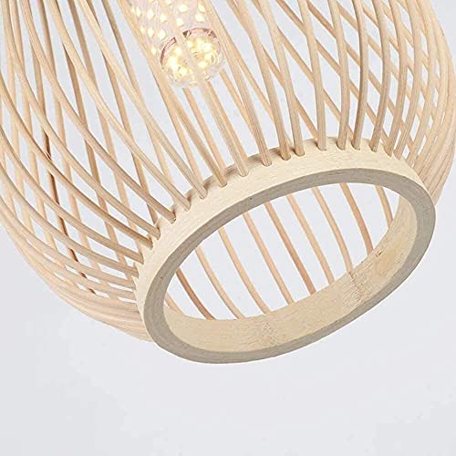 Lámpara colgante de bambú ajustable E27 estilo japonés para techo 4