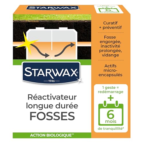 STARWAX - ré activateur pour fosses septique et bac à graisses - débloque et assure un entretien en continu de la fosse septique - action biologique - 500g...