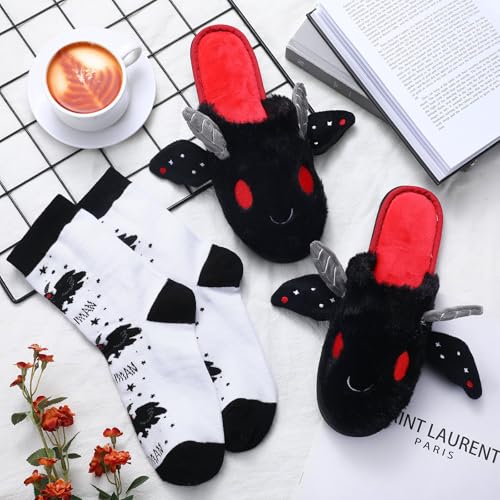 Mothman Plush Slipper with Sock Halloween Mothman Gift for Women Men Warm Cryptids Animal Slippers for Halloween Cosplay3