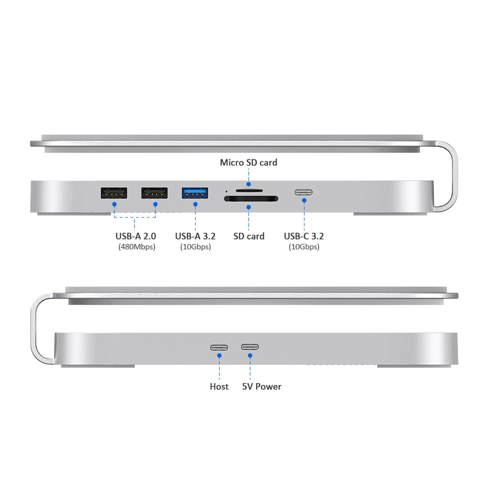Supporto in alluminio USB C Drive Enclosure Per 2024 Tipo Docking Station Case Card Reader Espansione Stand Dock Con Ricarica USB