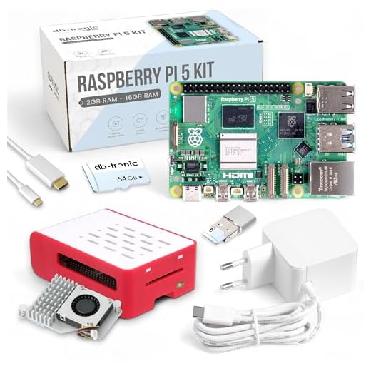 Raspberry Pi 5 4GB Kit di raffreddamento | Adattatore di alimentazione USB-C 27W | alloggiamento | Raffreddatore attivo | Scheda di memoria da 64 GB | Cavo Micro HDMI 1m