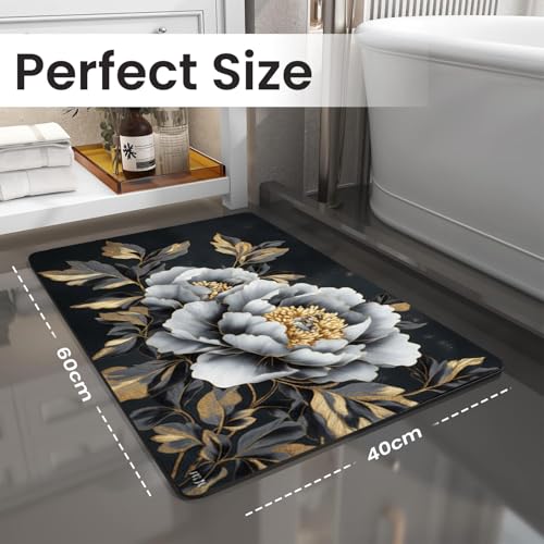 Image of MAXOSHINE PVC Bathroom Mats Anti Slip | Water Absorbent Bath Floor Mat | Quick Dry Anti Skid Bathroom Mats for Home | Door Mat for Wet Area 40x60 CM (3D Rose)