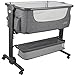 KoolerThings Baby Bassinet, Bedside Sleeper for Baby, Easy Folding Portable Crib with Storage Basket for Newborn, Bedside Bassinet, Comfy Mattress/Travel Bag Included (Bassinet) (Grey)