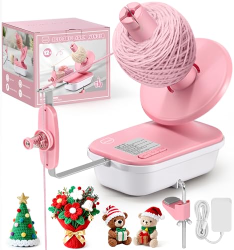 MIAOKE Elektrische garenopwinder, snelle garenbolopwinder, drie snelheden, verstelbaar, 4–10 oz, grote automatische opwinder voor haken, gemakkelijk gebruiken, goede hulp voor breiliefhebbers - roze