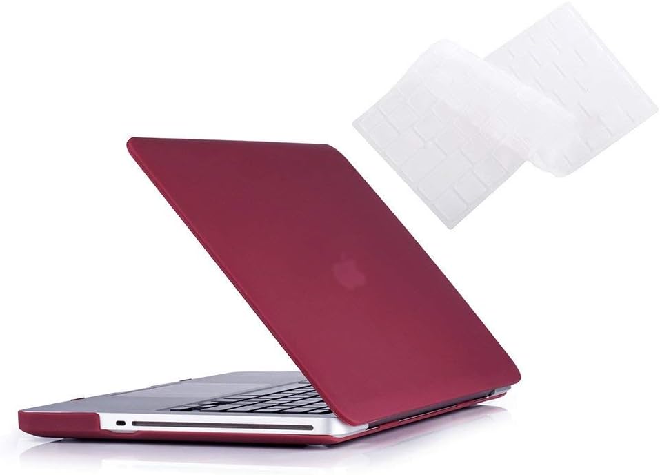 RUBAN Case Compatible with MacBook Pro 13 inch 2012 2011 2010 2009 Release A1278, Plastic Hard Case Shell and Keyboard Cover for Older Version MacBook Pro 13 Inch with CD-ROM - Wine Red