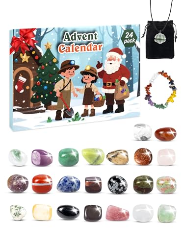 Edelstein Adventskalender 2025 für Kinder mit 24 Natürlichen Mineralien,...