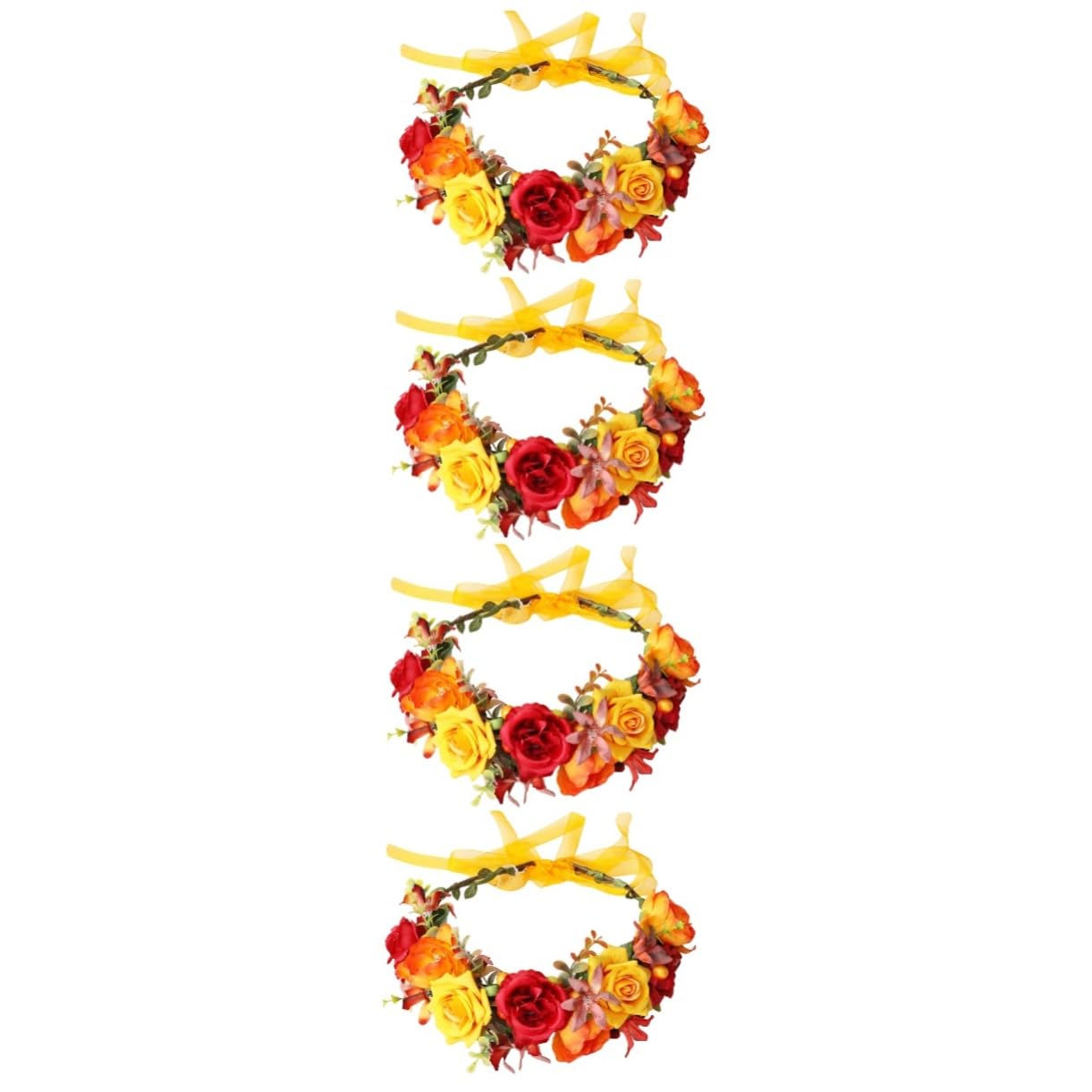 FRCOLOR 4 Piezas Diadema De Flores Artificiales Cintas Para El Cabello Para Mujeres Guirnalda De Flores Artificiales Diademas De Niñas Diademas Para Niñas Tela Hojas Verdes Rosa Novia