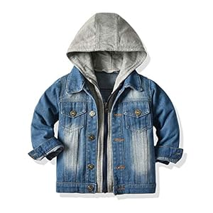 Toddler Baby Boy Girls Denim Jacket Button Down Basic Ripped Hoodie Jeans Coat Kid Cowboy Outwear Casual Clothes