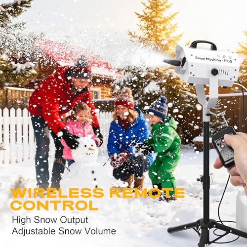 Image of Snow Machine for Party, 1500W Outdoor Snow Maker With LED Remote Control