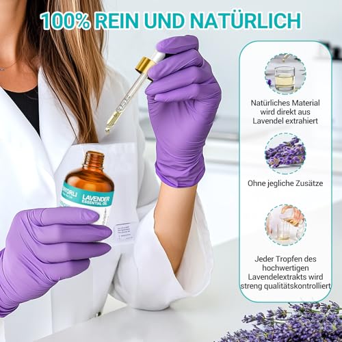 ENYORLI Ätherisches Lavendelöl 100mL Unverdünntes Lavendelöl Ätherische Öle für Aromatherapie, Diffusoren, Massagen, Hautpflege, Entspannung, Bäder, Unterstützung des Wohlbefindens & DIY