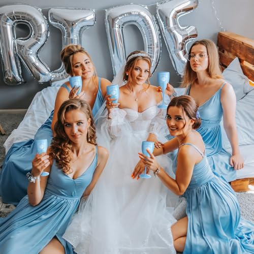 Honeydak 16 Pcs Last Toast on The Coast Bachelorette Party Plastic Cups Coastal Stadium Cups Champagne Flutes Reusable Blue Beach Wine Glasses for Wedding Bachelorette Weekend Bridal Party Decor Favor by Honeydak - Used condition - Image 5