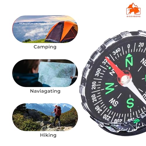 Image of BISONBERG 45mm Large Dial High Accuracy Waterproof Military Compass - Suitable for Camping Hiking, Climbing, Traveling