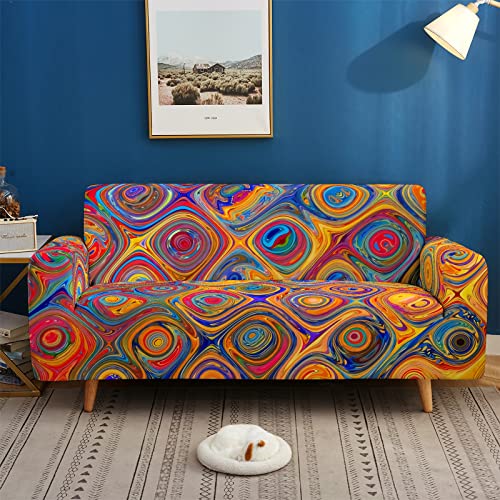 Hosima Abstract Couch Cover For 2 Cushion Couch,Art Pattern Loveseat Slipcover,Graffiti Printed Sofa Cover,Living Room Stretch Sofa Slipcover For 2 Seater Furniture Covers #TOP4