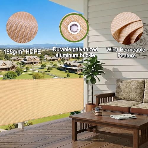 Brise vue balcon crème 70x150 cm opaque et résistant au vent